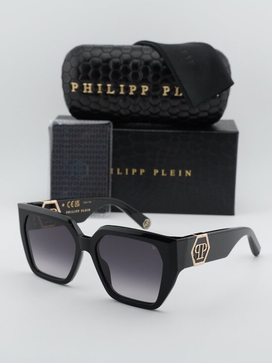 Philipp Plein SPP160 0700 Square Sunglasses – Black / Grey main image 5